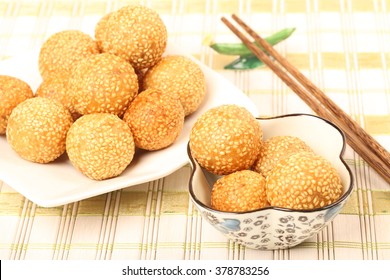 Asian Dessert, Sesame Balls On White