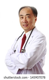 Asian Doctor On White Background