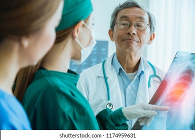 asian doctor team examine x-ray film of patient analysis to find bext solution for operation and treat health ideas concept - Shutterstock ID 1174959631