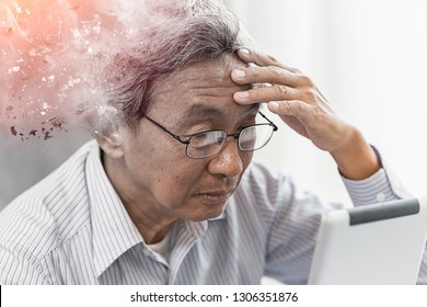 Asian Elder Lost Memory From Dementia Or Alzheimer Disease Concept