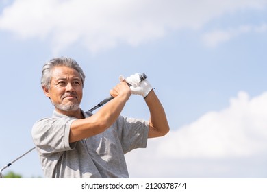 Asian Elderly Man Who Golfs