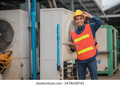 Asian engineer diligently inspects machinery in an industrial factory.Asian workers diligently inspect machinery with focused determination in industrial factories. - Powered by Shutterstock