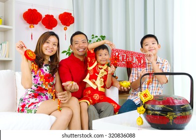 Asian Family Celebrate Chinese New Year