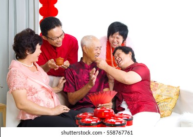 Asian Family Celebrate Chinese New Year