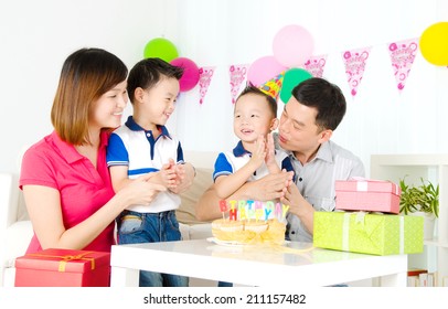 Asian Family Celebrating Birthday