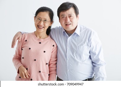 Asian Family Character. Shot In Studio White Background