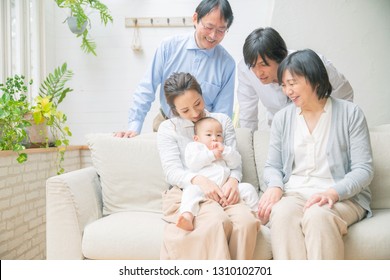 Asian Family Concept. Three Generation Family.