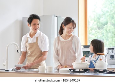 Asian Family Cooking At Home