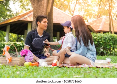 Asian Family Having Picnic Together Stock Photo 1058781659 | Shutterstock