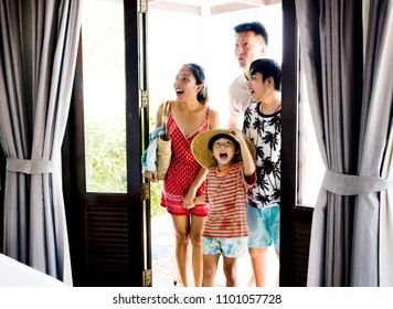 Asian Family On Vacation