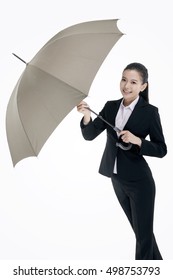 Asian Fashion Business Woman Holding An Umbrella