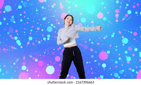 Asian Female Dancer Dancing On Stage.