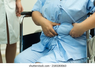 Asian Female Doctor Checking A Fat Woman's Body At Hospital.