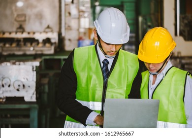 Asian Female Engineer Factory Inspection Man Stock Photo 1612965667 ...