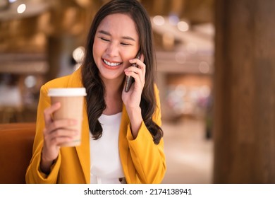 Asian Female Freelance Digital Nomad Career Happiness Workation Cheerful Smiling Working Online With Smart Device Tablet Smartphone Abroad Occupation Project Work Anywhere New Frameless Lifestyle Cafe