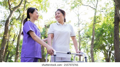 Asian Female Nurse Taking Care Middleaged Stock Photo 2157372761 ...