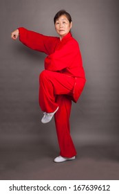 Asian Female Practice Taichi Studio Shot