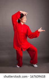 Asian Female Practice Taichi Studio Shot