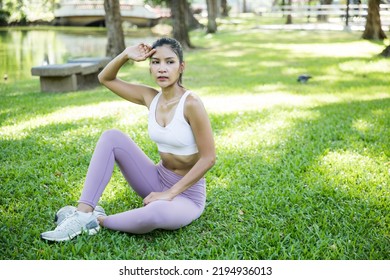 Asian Female Sport Girl In Park