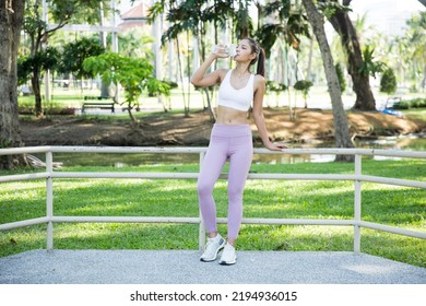 Asian Female Sport Girl In Park