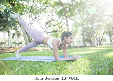 Asian Female Sport Girl In Park