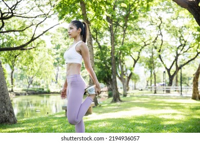 Asian Female Sport Girl In Park