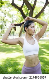 Asian Female Sport Girl In Park