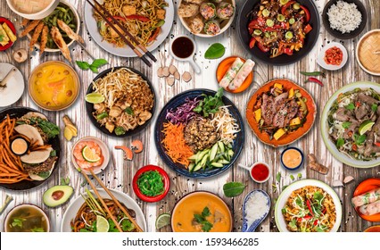 Asian Food Background Various Ingredients On Stock Photo 1593466285 ...