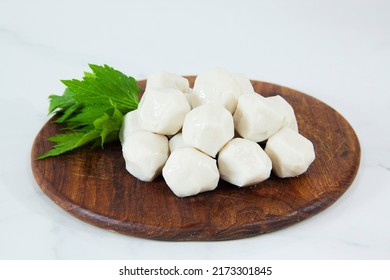 Asian Food, Fish Balls On Wooden Plate