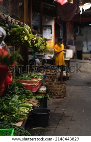 Asian food market, fruits and vegetables in Asian street market.