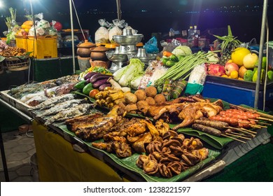 Asian Food Market In Vientiane, Laos