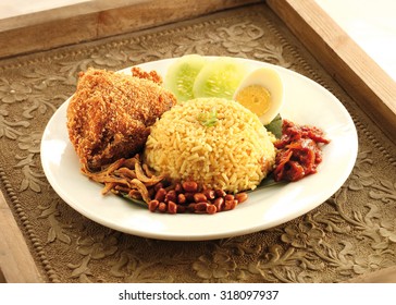 Asian Food Nasi Briyani With Fried Chicken