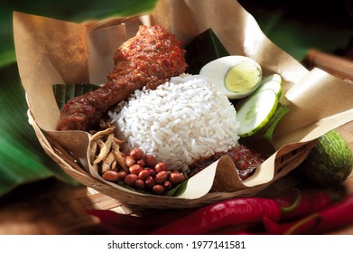 Asian Food .Nasi Lemak Ayam Rendang