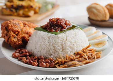 Asian Food Nasi Lemak With Sambal