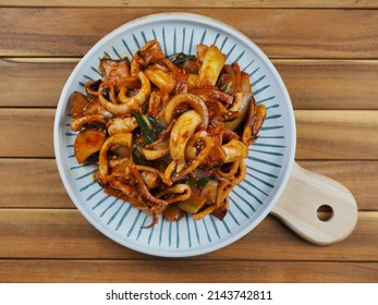 Asian food stir-fried squid vegetables