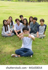 Asian Friends Park Selfie