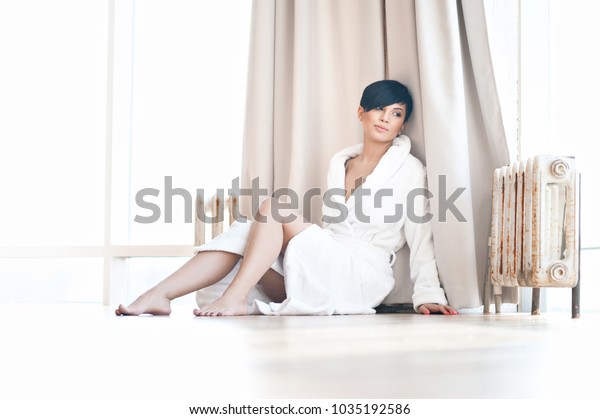 Asian Girl Brunette Short Haircut White Stock Photo Edit Now