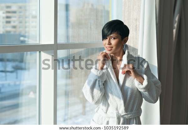 Asian Girl Brunette Short Haircut White Stock Photo Edit Now