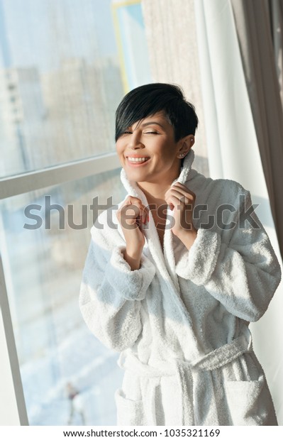 Asian Girl Brunette Short Haircut White Royalty Free Stock Image