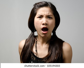 Asian Girl Get Angry And Make Angry Face