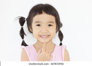 Asian Girl Point Her Chin Stock Photo 447872950 | Shutterstock