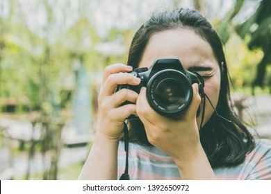 Asian Girl Teen Using DSLR Camera Photography Vintage Color Tone