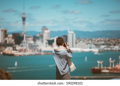 Asian girl traveling Auckland 