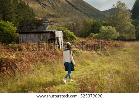 Similar – Image, Stock Photo Young woman over Norwegian fjord