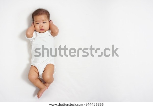 Asian Girls Kids On White Sheets Stock Photo Edit Now