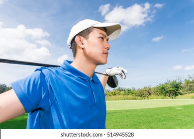 Asian Golfer Warm Up Before A Game