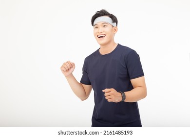 Asian handsome young, sporty and cheerful man, isolated on white background - Shutterstock ID 2161485193