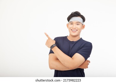 Asian handsome young, sporty and cheerful man, isolated on white background. Concept of sporty person. - Shutterstock ID 2173982223