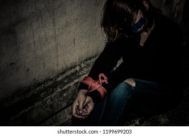 Asian Hostage Woman Bound Rope Night Stock Photo 1199699203 | Shutterstock