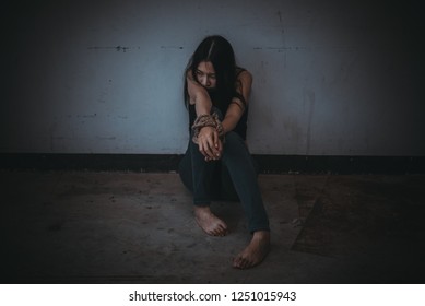 Asian Hostage Woman Bound Rope Night Stock Photo 1251015943 | Shutterstock